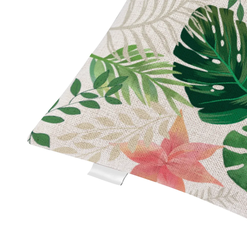 Jungle White Cotton Linen Cushion Covers in 3 Sizes (FWS)