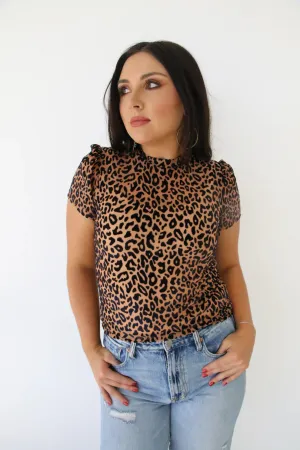 Karlie Velvet Cheetah Puff Sleeve Burnout