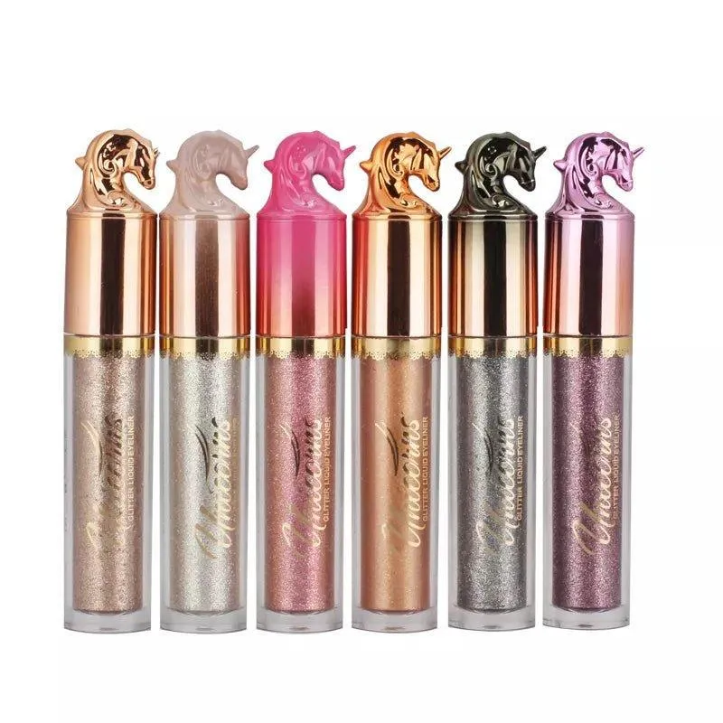 Kiss Beauty Color Unicorns Glitter Liquid Eyeliner Waterproof Magnetic Eyeliner - 6 pcs