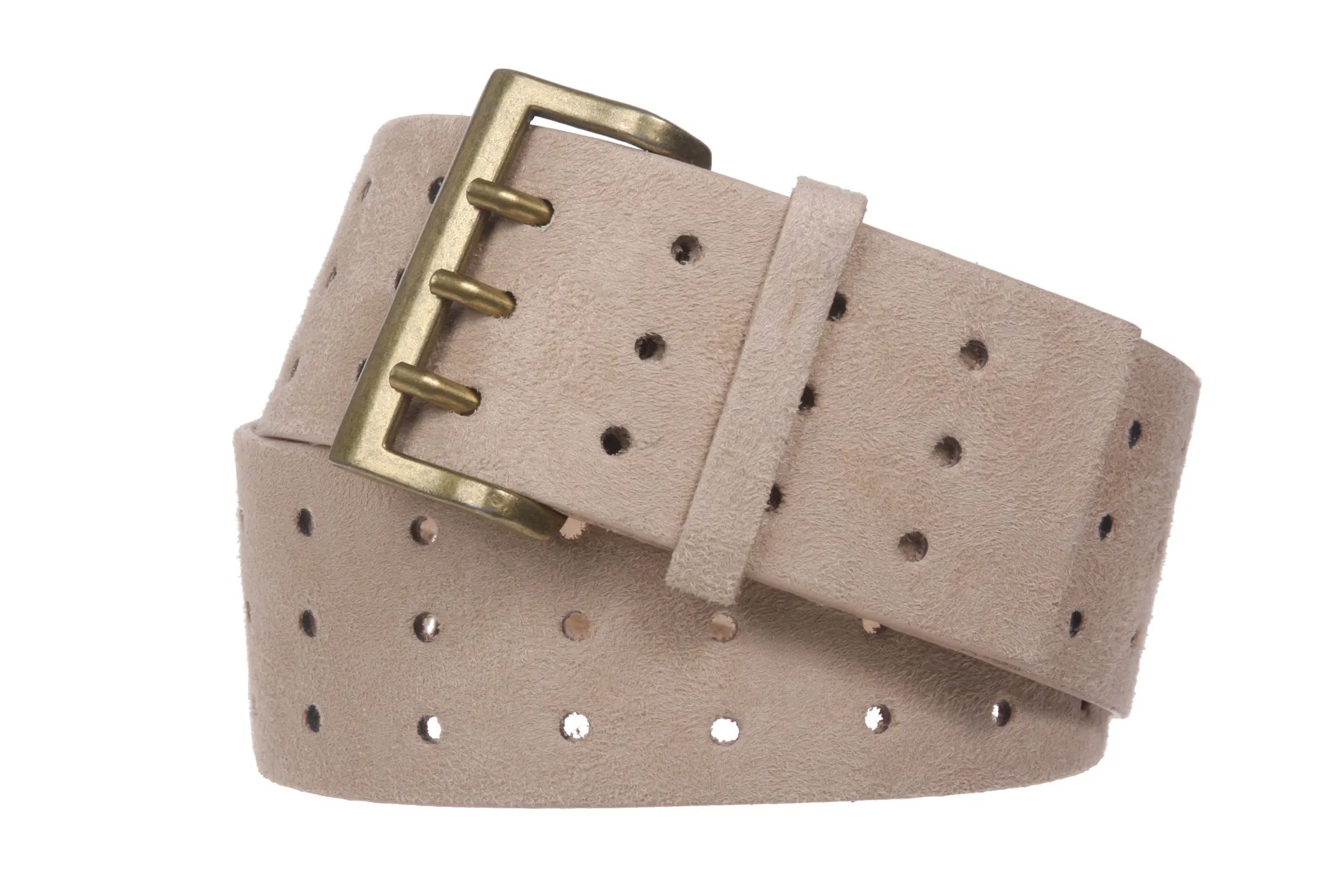 Ladies 2 1/4" Wide Triple Holes Contour Suede Leather Belt