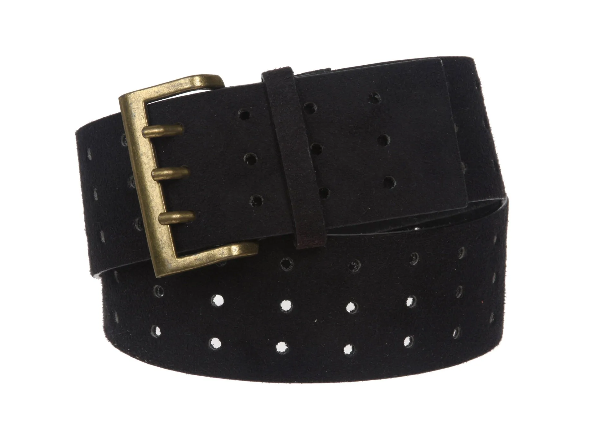 Ladies 2 1/4" Wide Triple Holes Contour Suede Leather Belt
