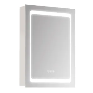 LED Illuminated Bathroom Mirror Cabinet with LED Lights Wall-mounted Storage Organizer with Shelves Touch Switch For Makeup Cosmetic
