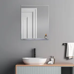 Lexi 24"W x 32"H Rectangular Framed Mirror with Integrated Shelf in Brushed Nickel