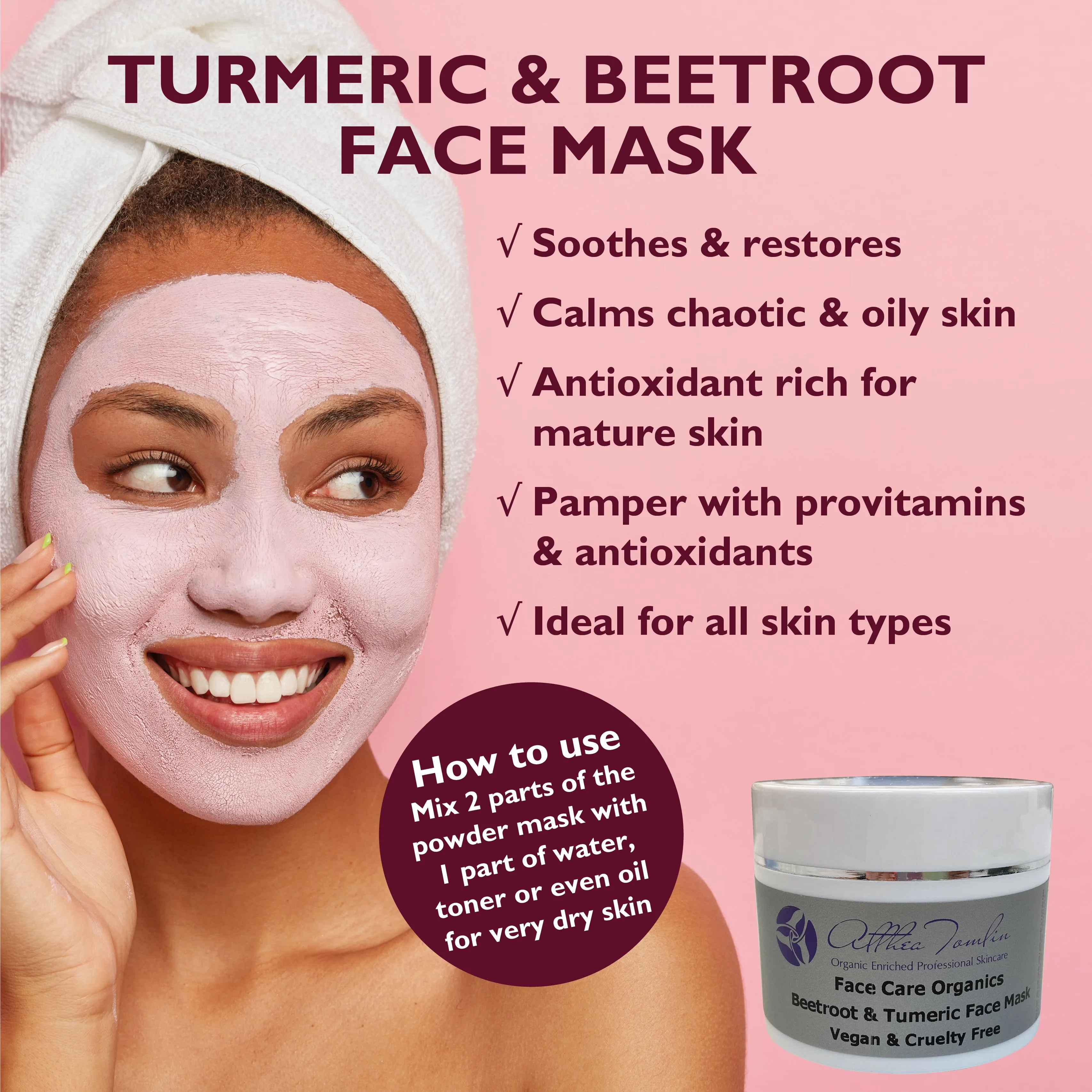 Lift and Tone Skincare Vegan Clay Face Mask