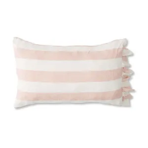 Linen Pillowcase Set Ruffle: Blush Stripe