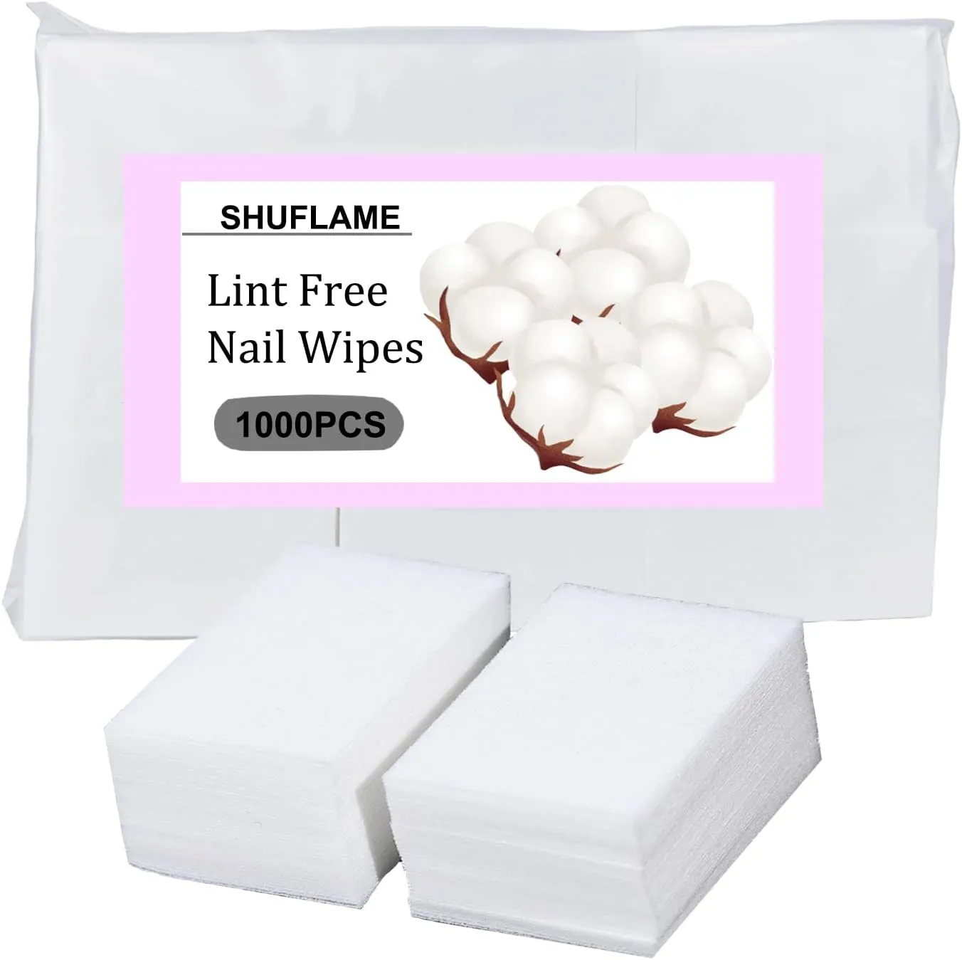 Lint Free Nail Wipes, Shuflame 1000pcs Nail Polish Remove Pads For Gel Polish, Nail Wipes For Gel Nail Polish Remover, Lash Glue Cleaning Pads, Absorbent Cotton Pads For Manicure Prep Supply (white02)