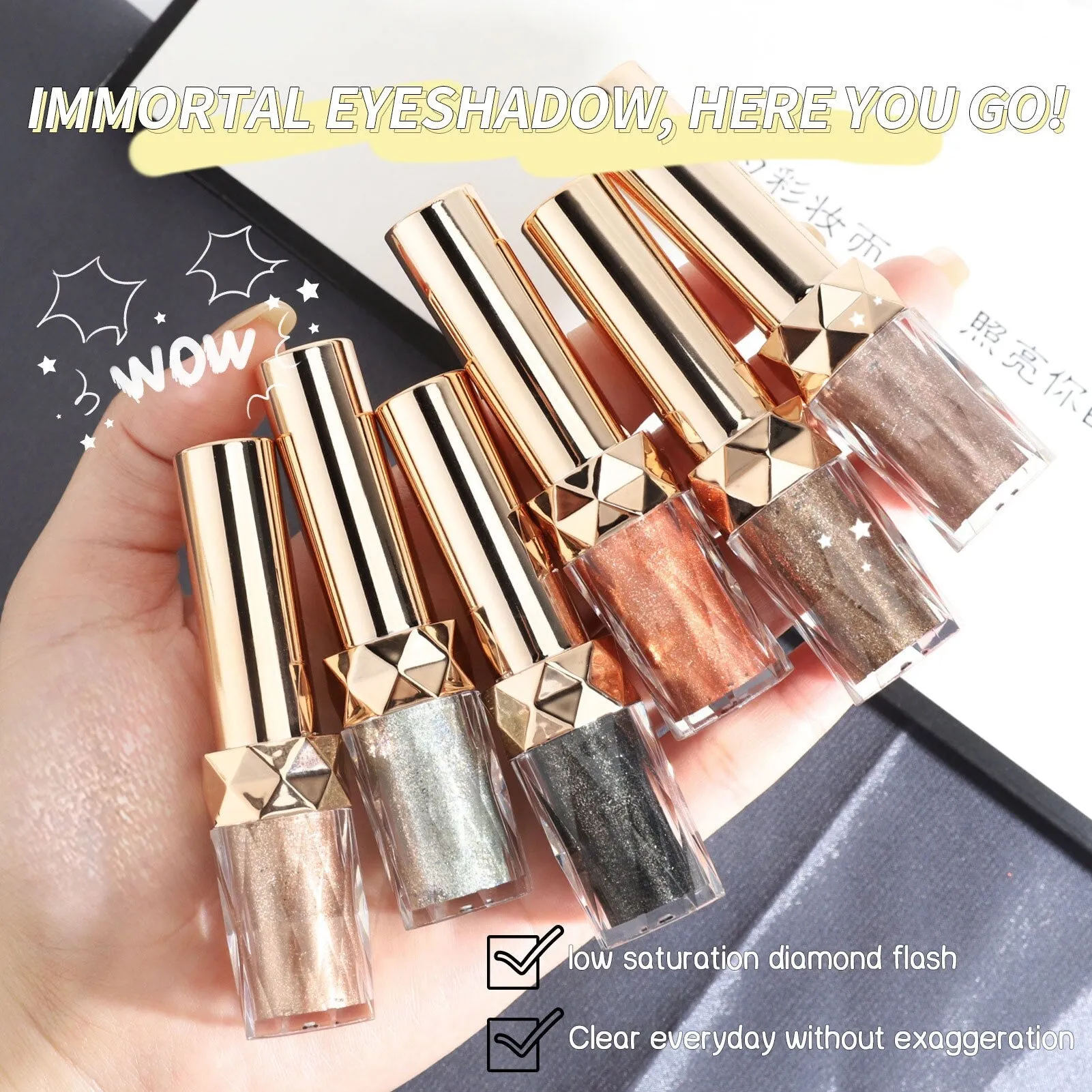 Liquid Glitter Eyeshadow High Pigment Shimmer Eye Shadow 6 Colors Long-lasting Makeup For Eyeliner Highlight Blush