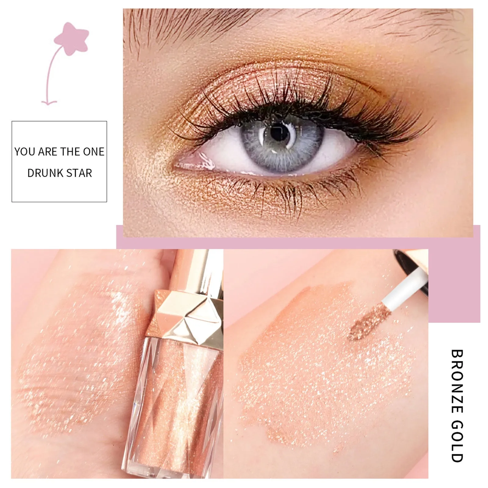 Liquid Glitter Eyeshadow Sparkling Metallic High-pigmented Eyeshadow Set Long-wearing Liquid Glitter Blush Eyebrow Shadow With 6