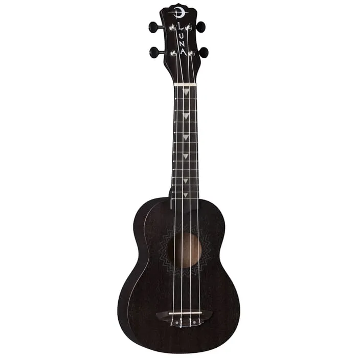 Luna VINTAGE Mahogany Soprano Ukulele (Black Satin)