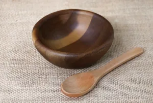 Luxe Acacia Wood Mask Bowl   Spoon Set