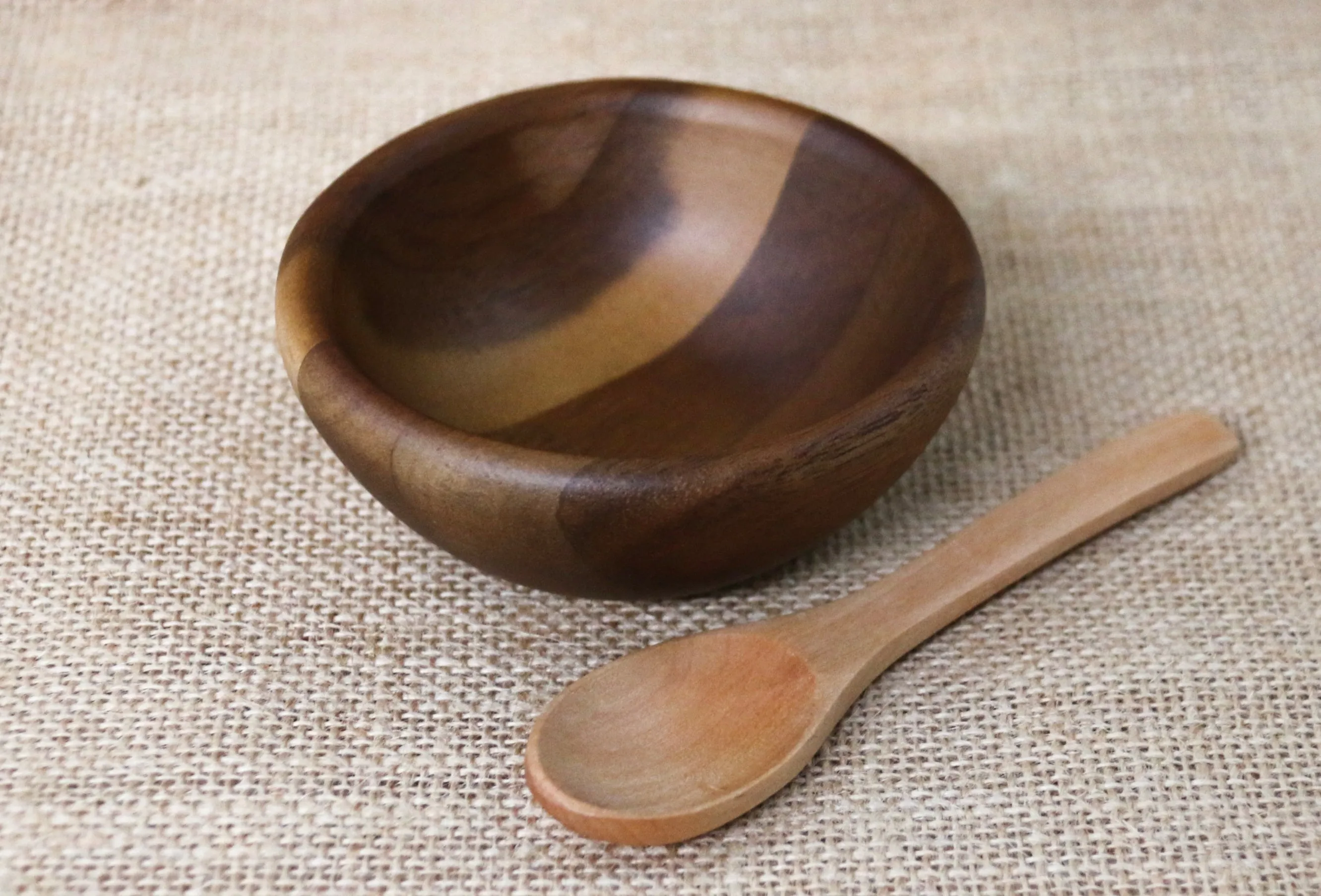 Luxe Acacia Wood Mask Bowl   Spoon Set