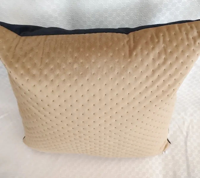 Luxury Camel Beige Quilted Dots Velvet Pillowcase 40x40cm  Zippered