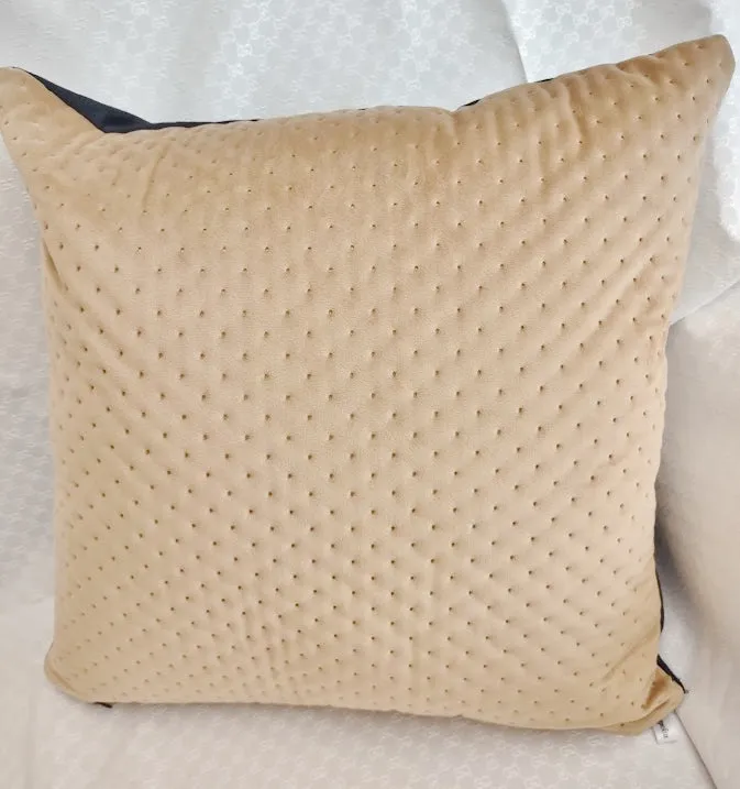 Luxury Camel Beige Quilted Dots Velvet Pillowcase 40x40cm  Zippered