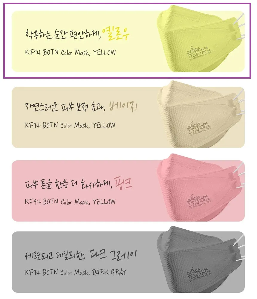 Made in Korea BOTN KF94 strap-adjustable Color mask(40pieces)