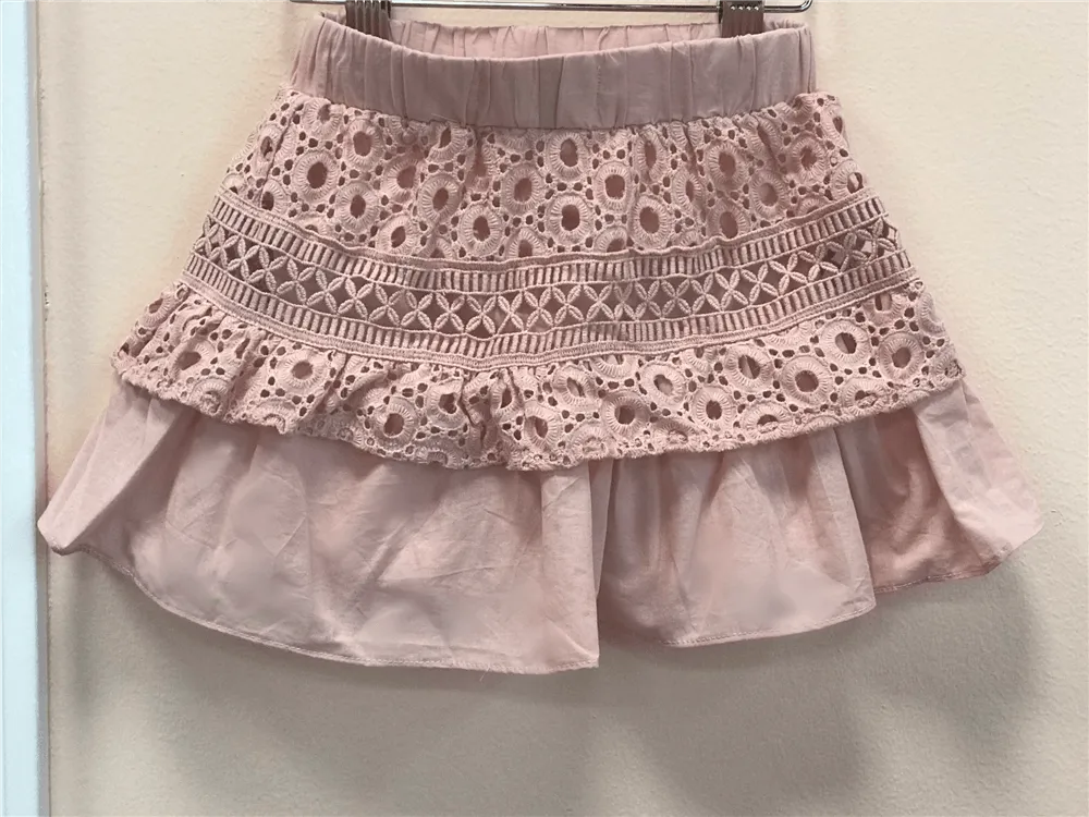 MaeLi Rose Blush Eyelet Lace Skirt