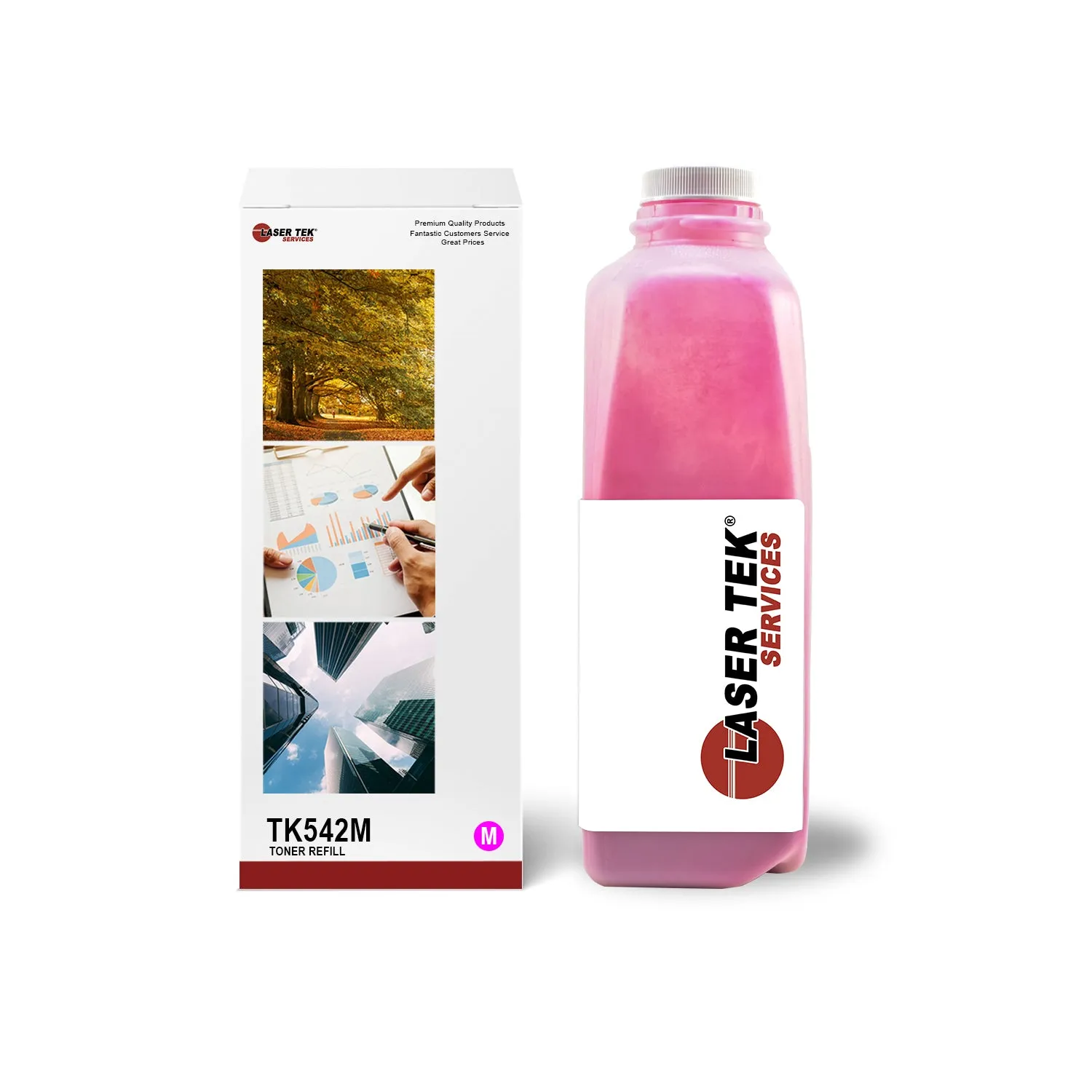 Magenta Toner Refill with reset chips for Kyocera TK542M TK-542 TK542 FS-C5