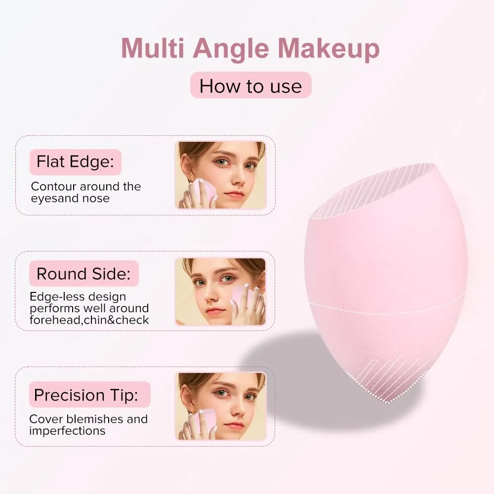 Makeup Sponge Set 3pcs Foundation Sponge For Natural Base, Latex-Free Foam Multi-Colored Latex-Free Beauty Sponge For Blending,Makeup Blender Sponge For Liquid & Cream Makeup Foundation