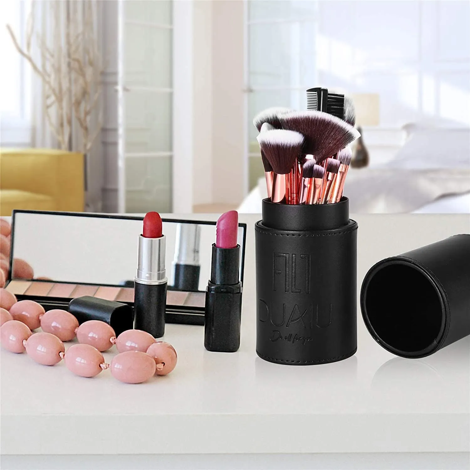 Marble-16pcs Black Makeup Brush Sets with Bucket Box