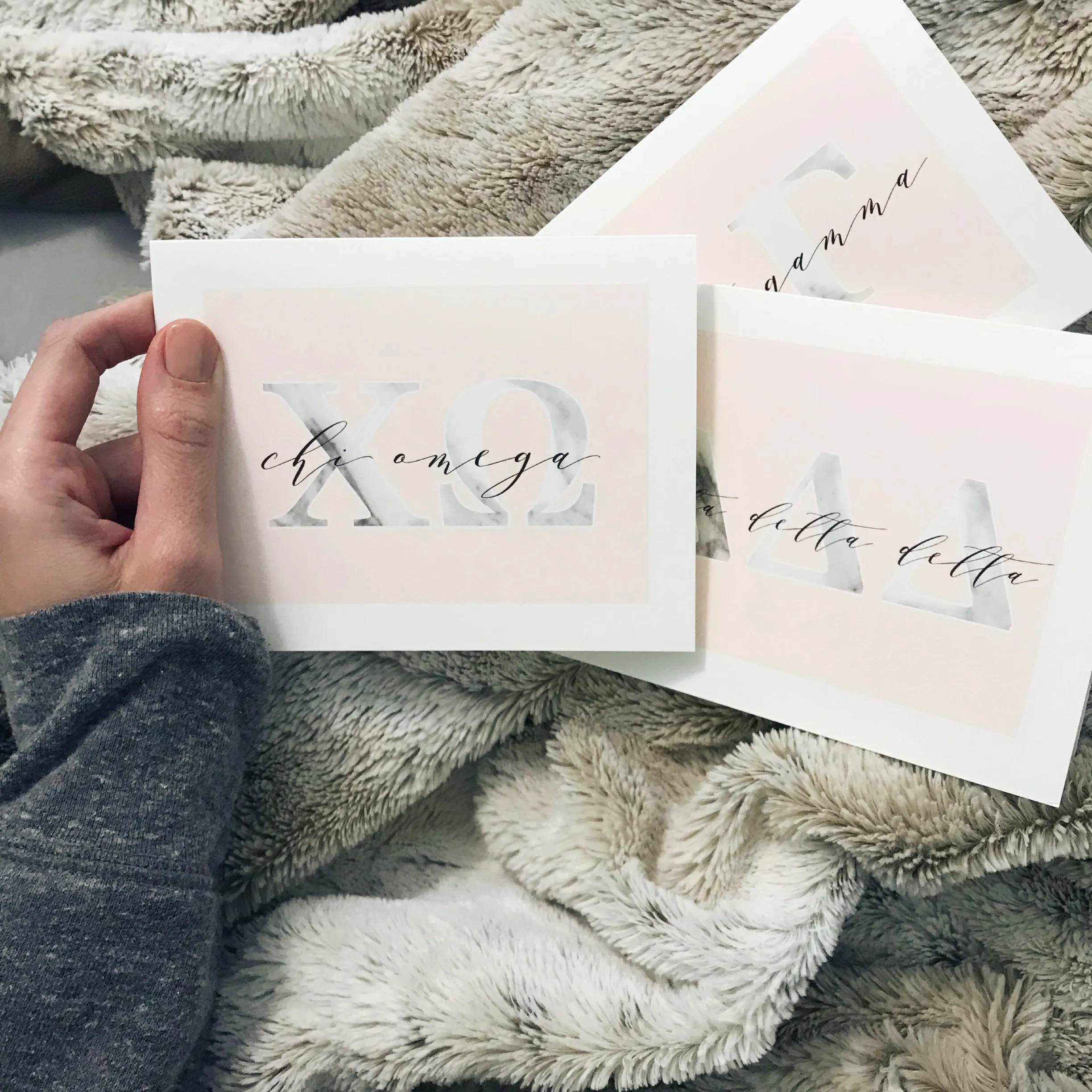 Marble & Blush Sorority Note Cards