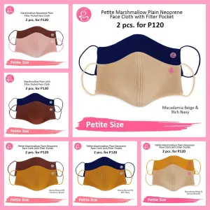 Marshmallow Plain Neoprene With Filter Pocket - Petite or Small Face Size 2 pcs for P60