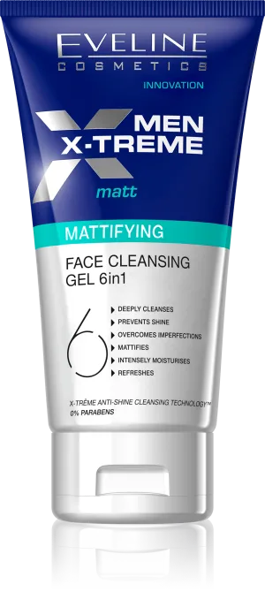 Men X-treme Matt-Mattifying Face Cleansing Gel 6in1