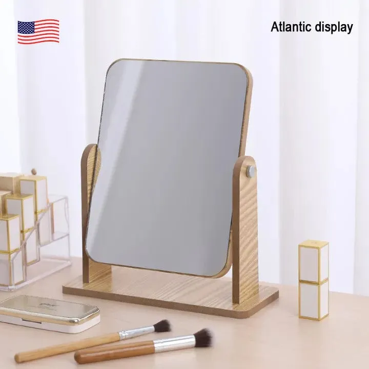 Mirror Desktop Wooden Vanity Mirror, Dressing Table Home, Beauty Female Dormitory Large Desktop Mirror