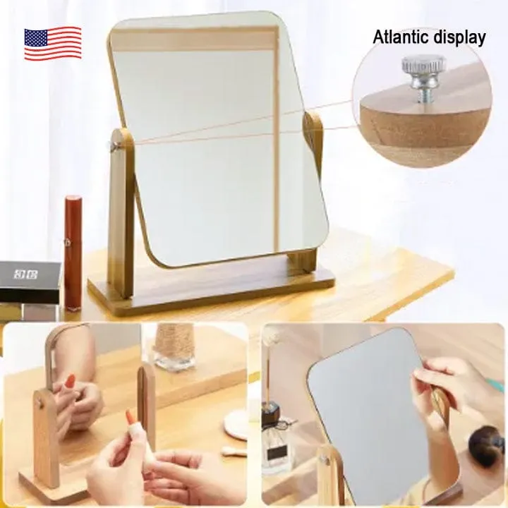 Mirror Desktop Wooden Vanity Mirror, Dressing Table Home, Beauty Female Dormitory Large Desktop Mirror