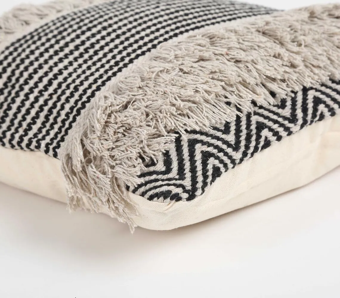 Monochrome Shaggy Tufted Cushion Cover