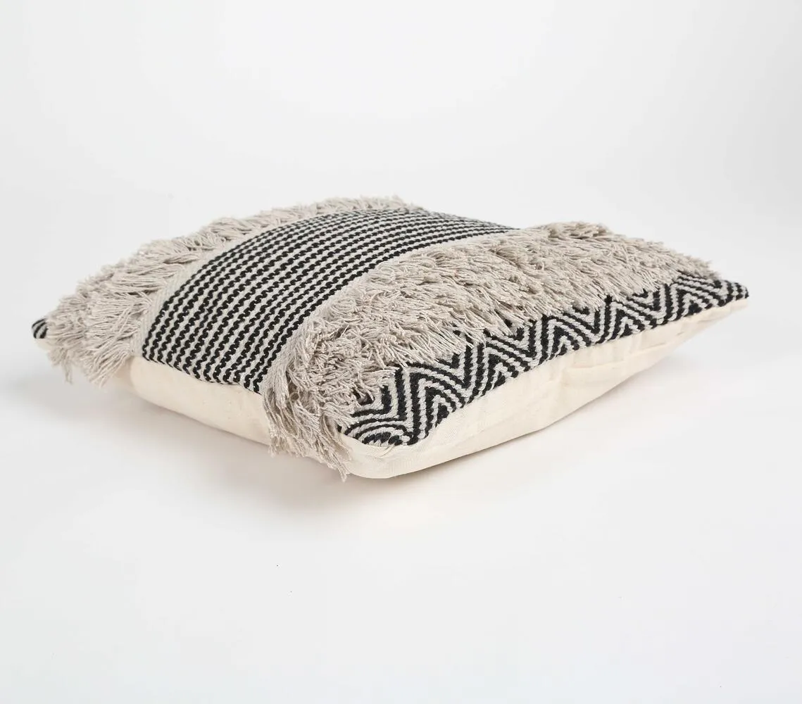 Monochrome Shaggy Tufted Cushion Cover