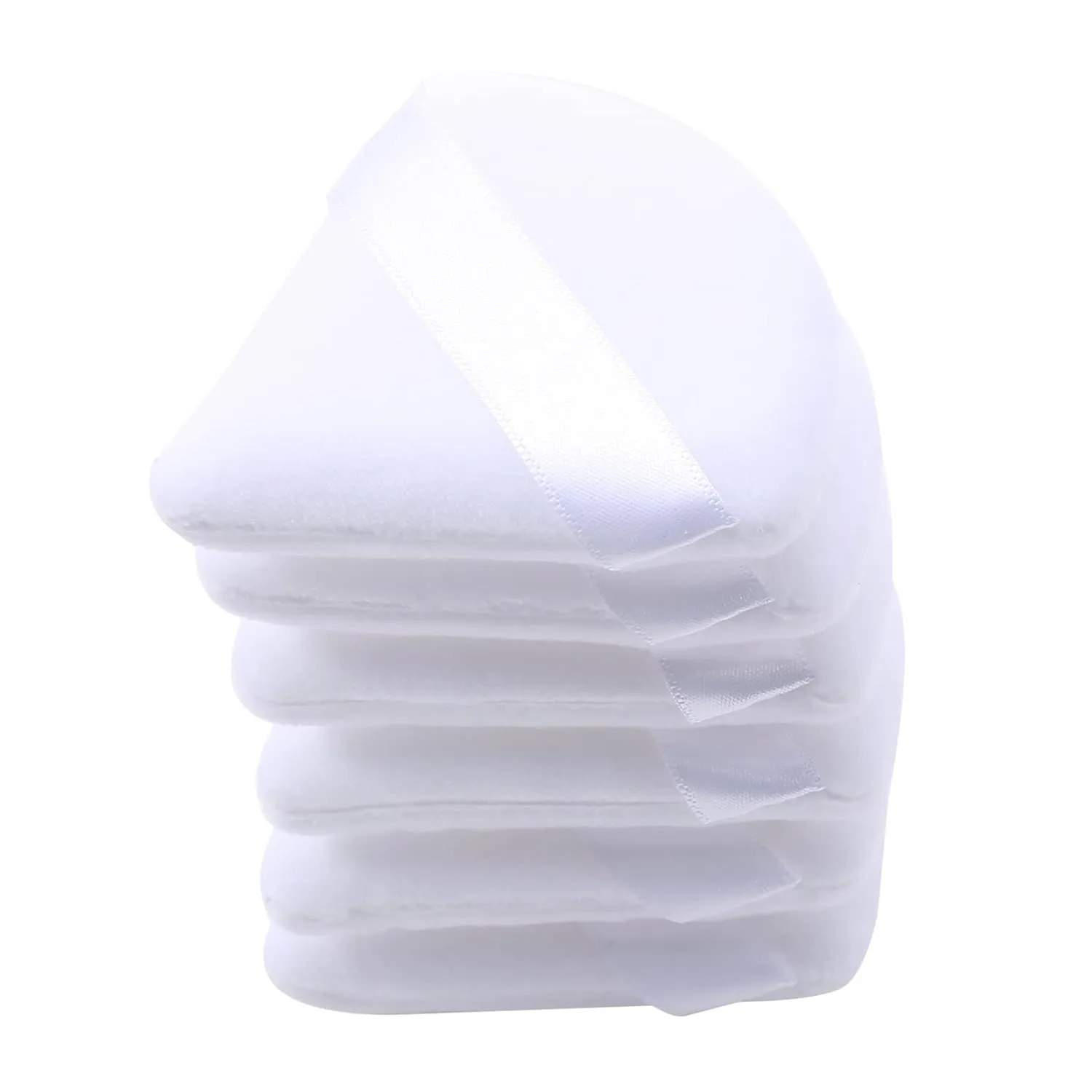 N/A 6 Pcs Triangular Soft Cotton Loose Powder Puff Reusable Fan-shaped Makeup Face Body Sponge Puff Cosmetic Tools(White, 6pcs)