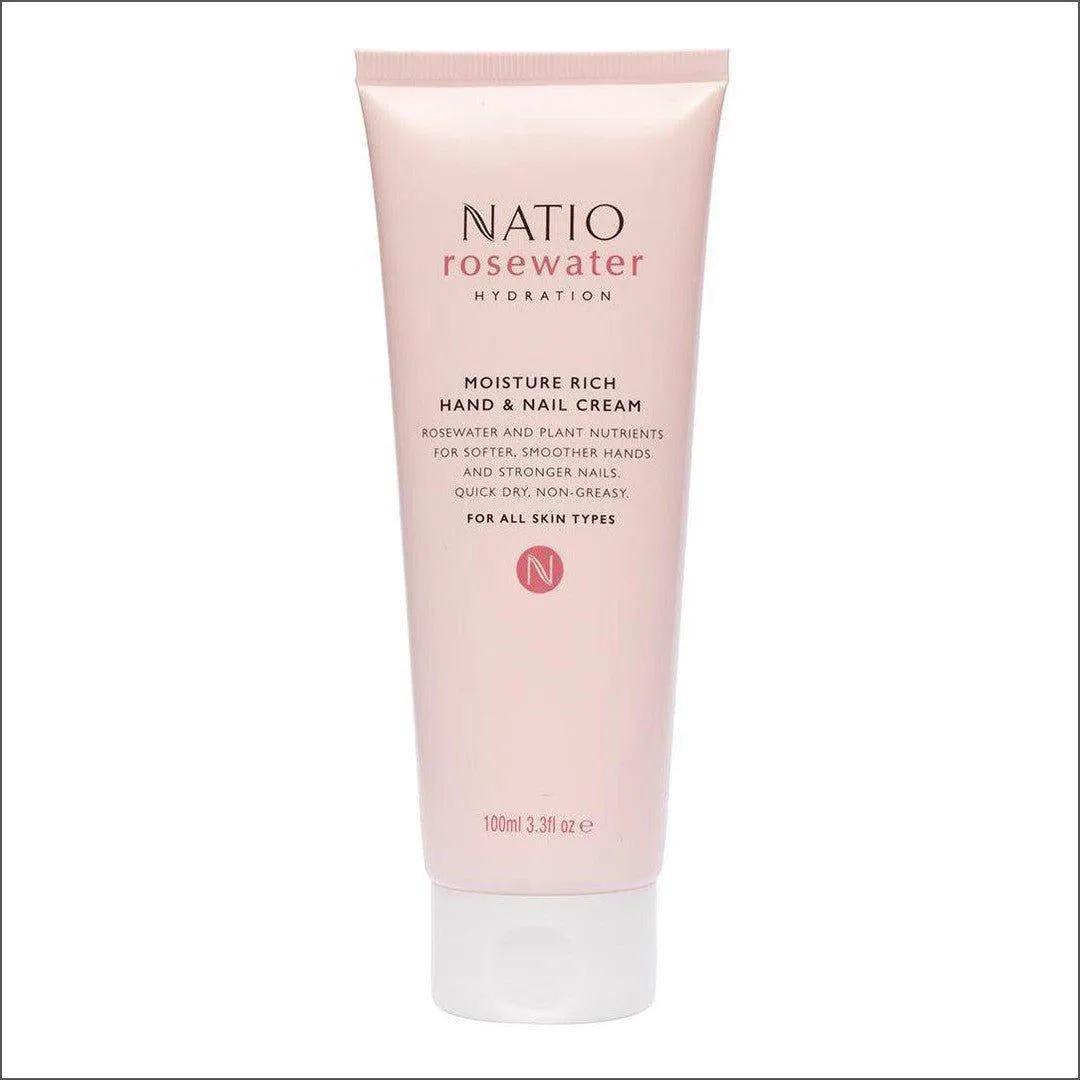 Natio Rosewater Hydration Moisture Rich Hand & Nail Cream 100ml