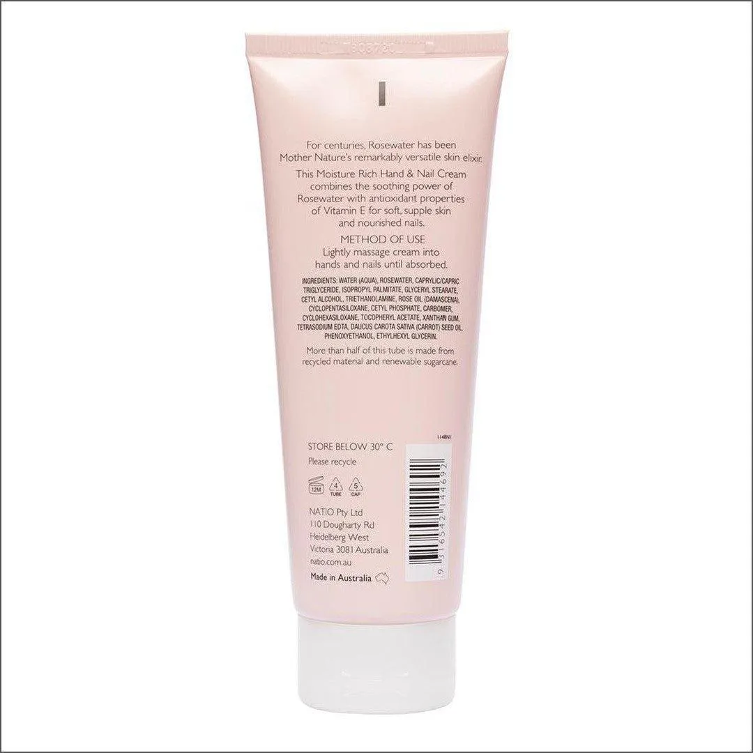 Natio Rosewater Hydration Moisture Rich Hand & Nail Cream 100ml