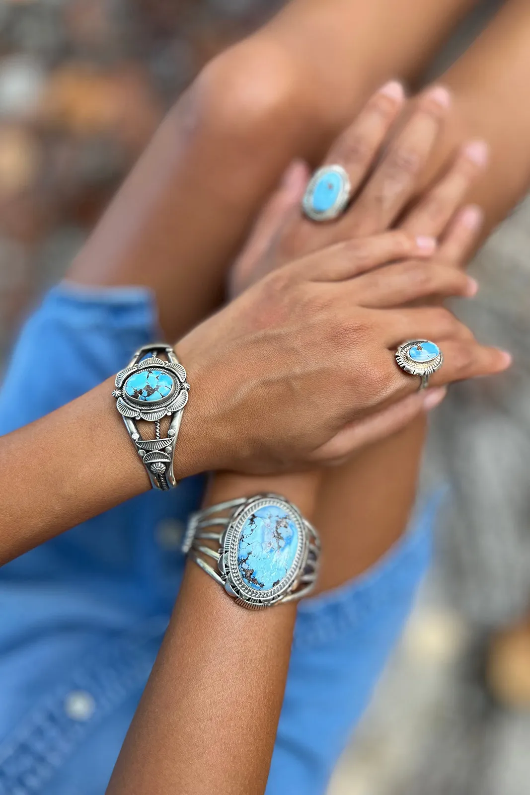Navajo Landoll Benally Golden Hills Turquoise Cuff Bracelet