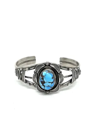 Navajo Landoll Benally Golden Hills Turquoise Cuff Bracelet