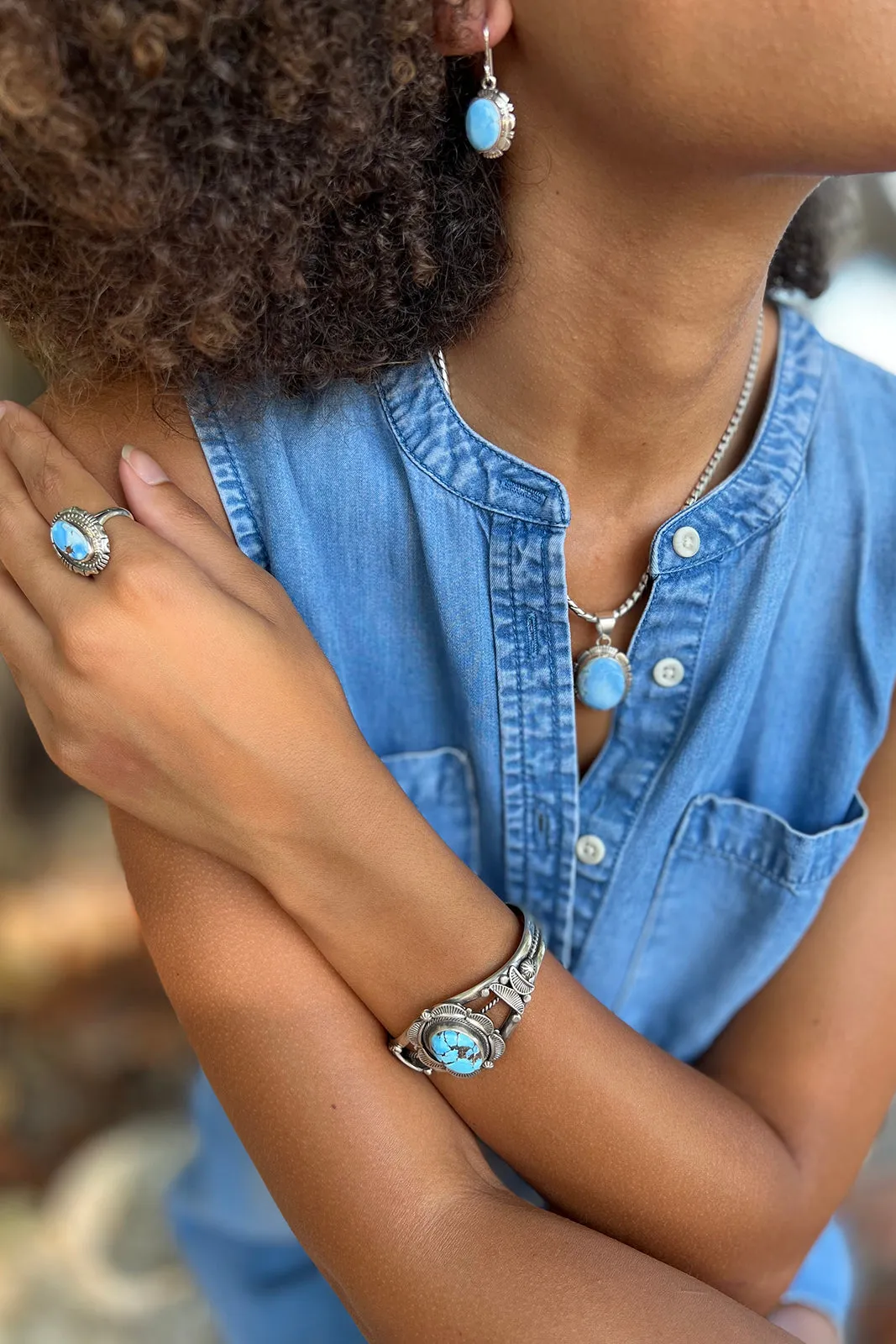 Navajo Landoll Benally Golden Hills Turquoise Cuff Bracelet