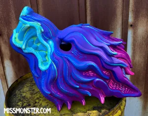 NEON WAVEWOLF- HAND PAINTED MASK