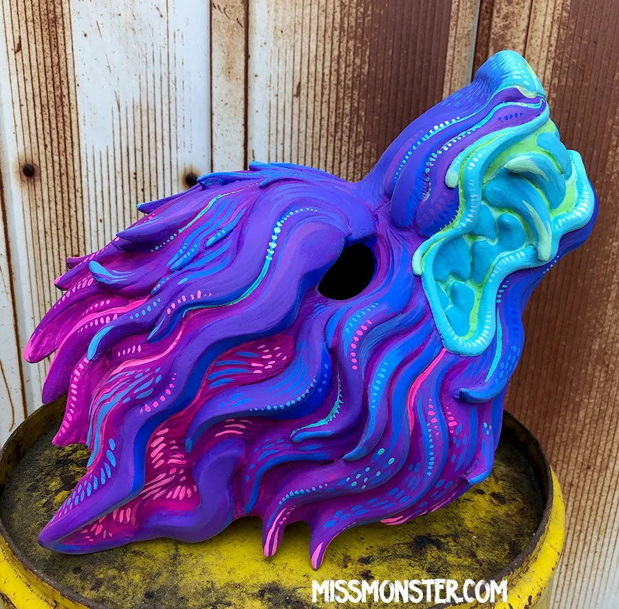 NEON WAVEWOLF- HAND PAINTED MASK