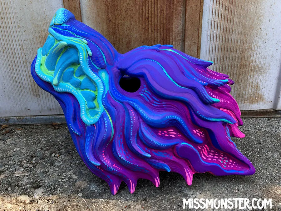 NEON WAVEWOLF- HAND PAINTED MASK