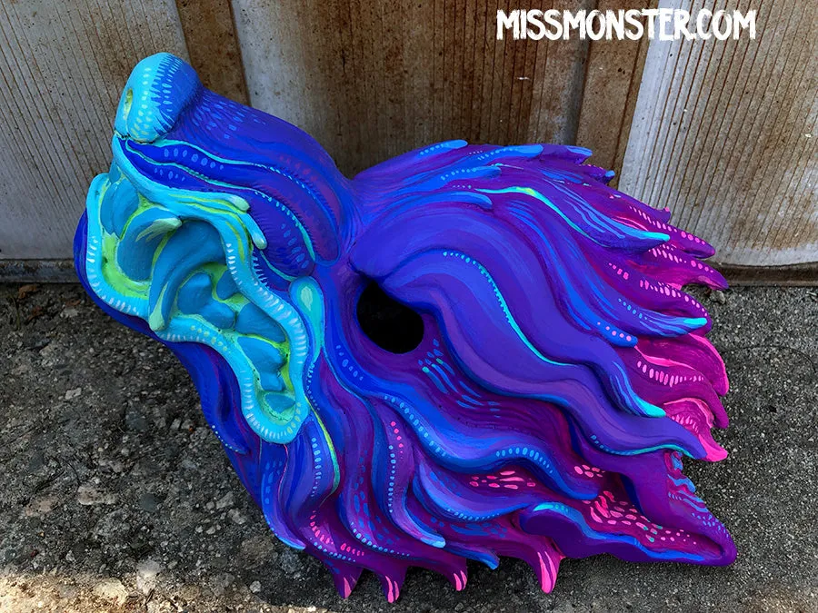 NEON WAVEWOLF- HAND PAINTED MASK