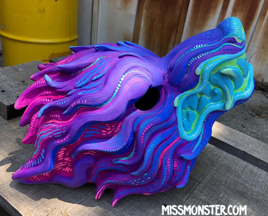 NEON WAVEWOLF- HAND PAINTED MASK