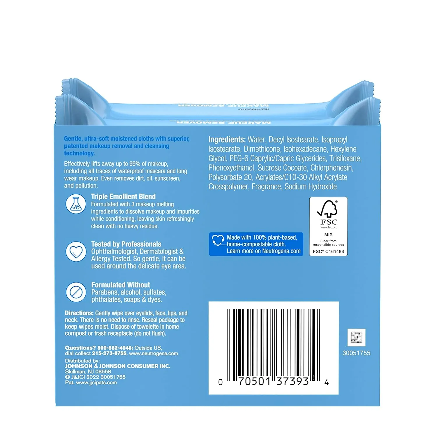 Neutrogena Makeup Remover Wipes, Gentle on the Eye Area, Ultra-Soft Cleansing Facial Towelettes, 25 ct