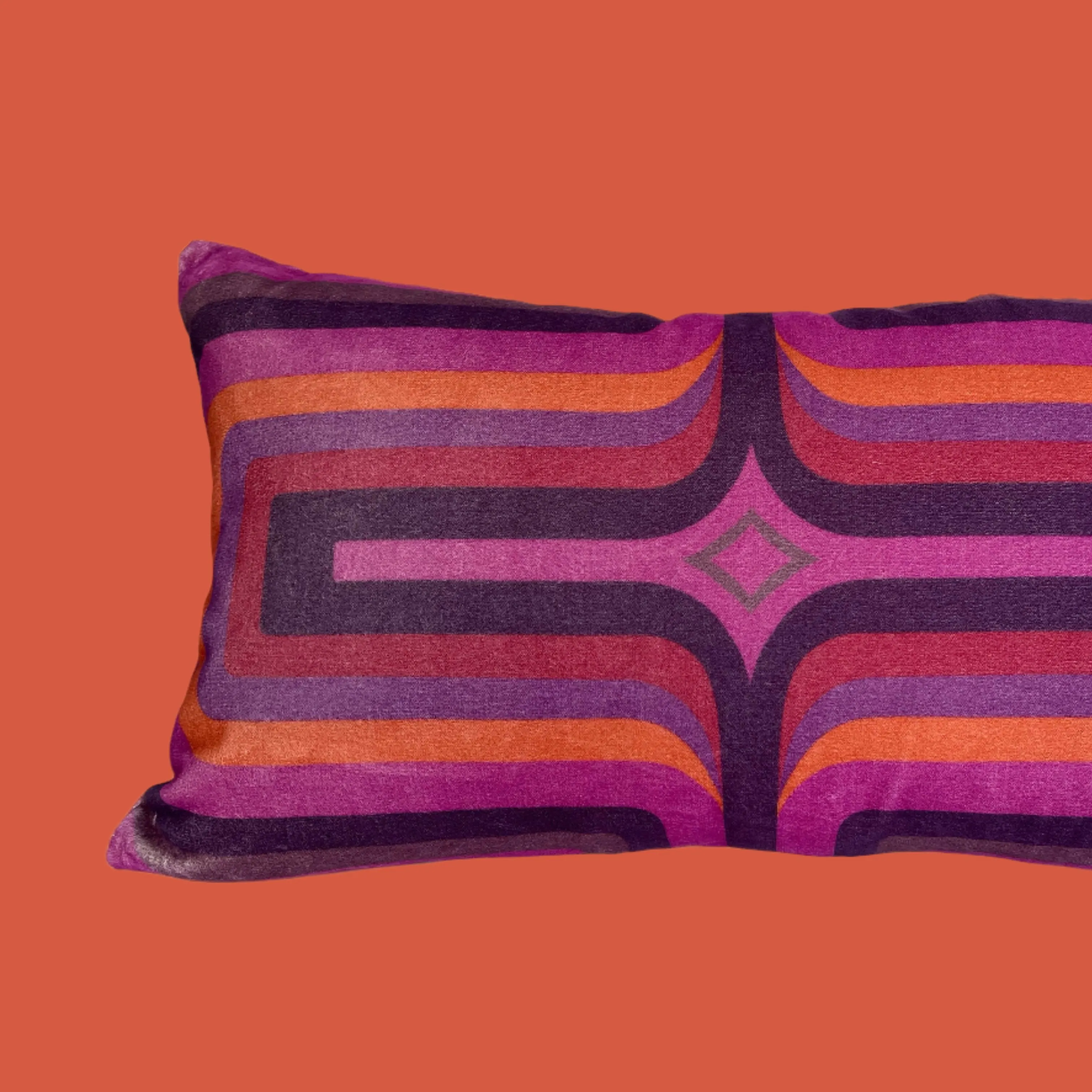 NEW - Retro Geometric Velvet - Pink  Coral