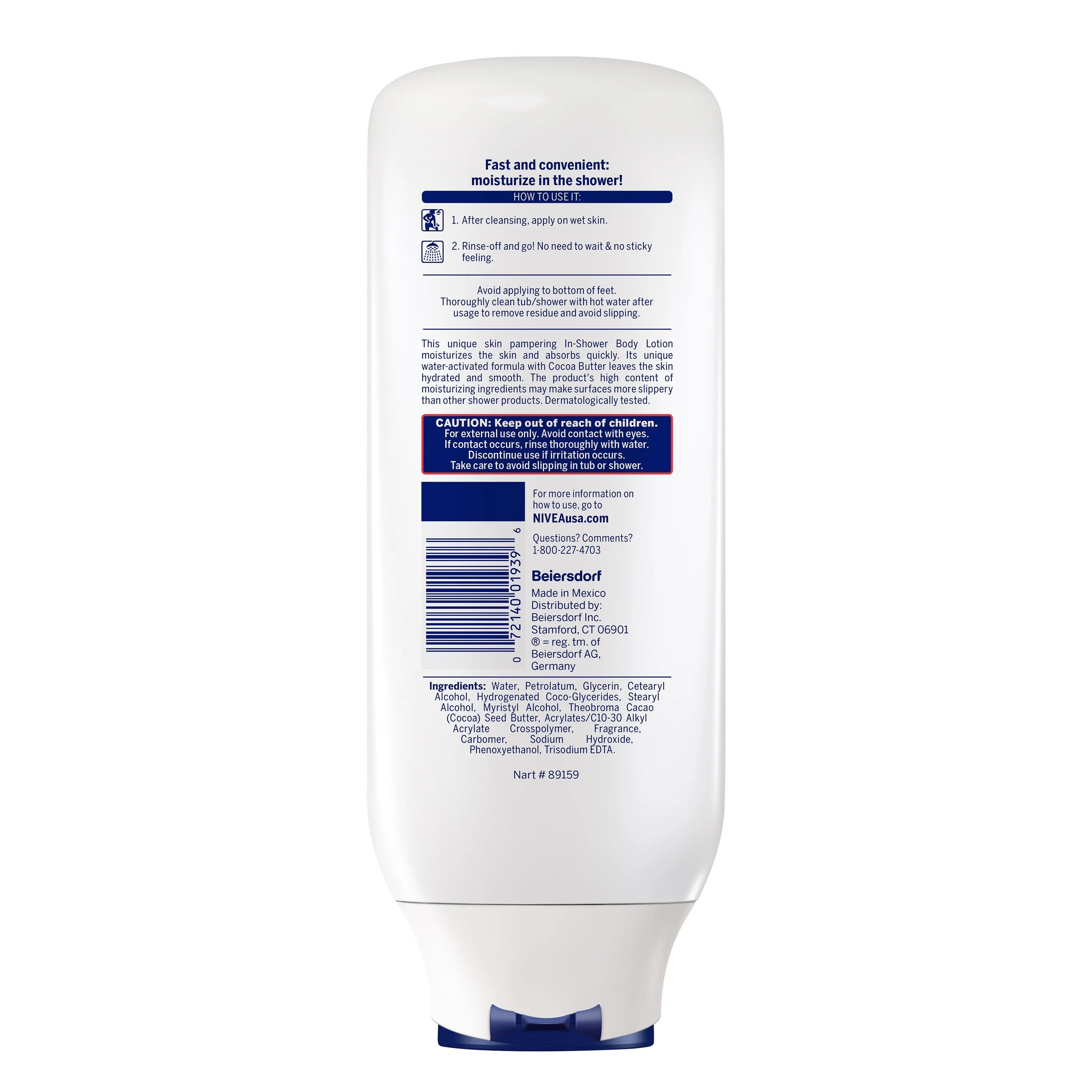 NIVEA Cocoa Butter In Shower Lotion, 13.5 Fl Oz Bottle