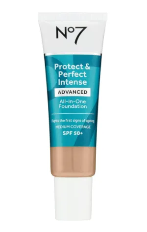 No7 Protect & Perfect Advanced All in One Foundation - Warm Ivory - Age Defying Foundation Makeup with SPF 50 for Women - Makeup Base Cream Helps to Reduces Redness & Blurs Visible Pores (30ml)