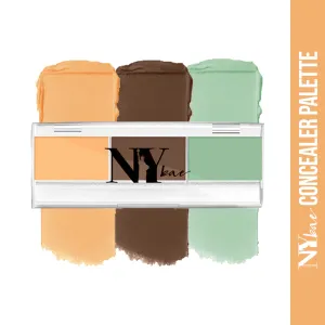 NY Bae Concealer Palette with Contour & Green Color Corrector, For Wheatish Skin, Maskin' at Manhattan - Almond Pulitzer Light Show 13 (1.5 g X 3)