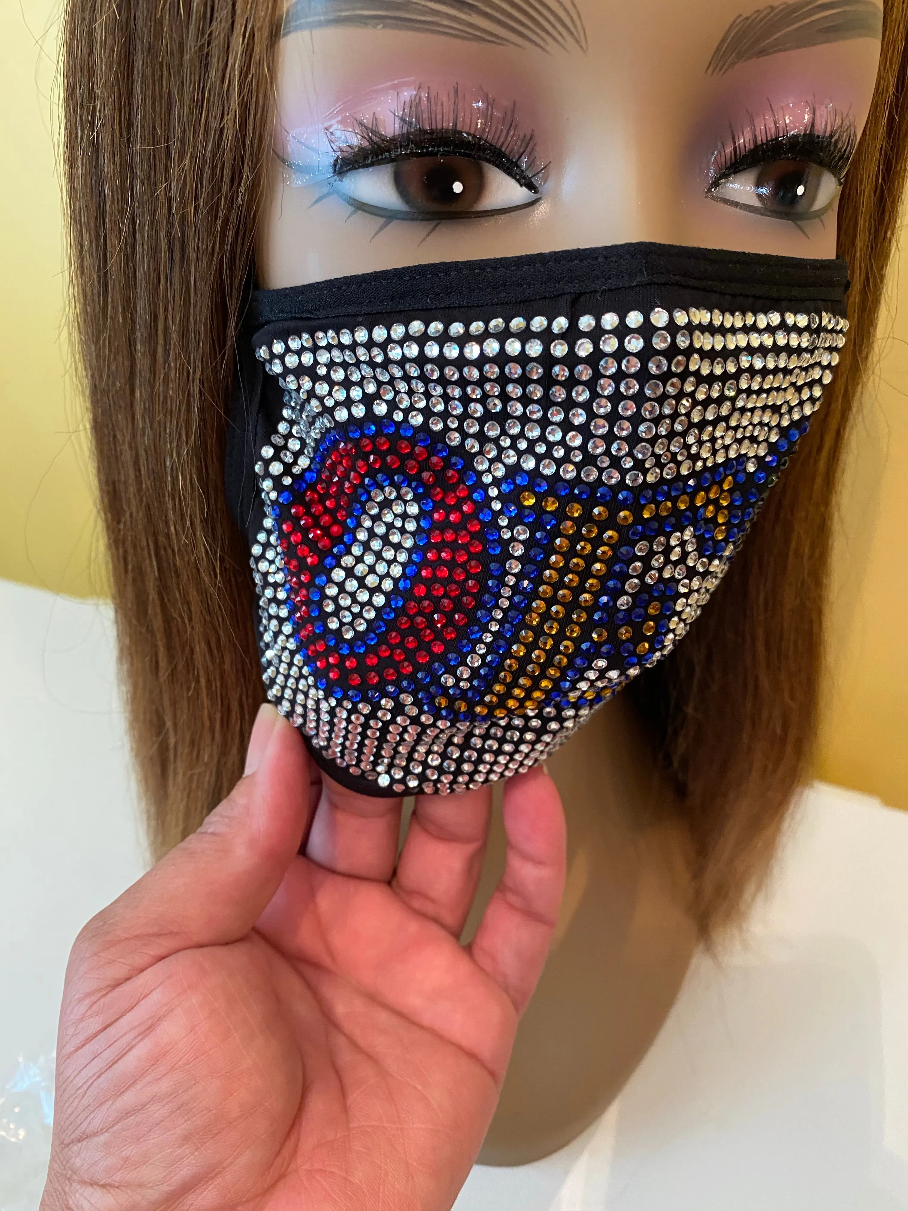 OES Eastern Star Rhinestone Bling Face Mask