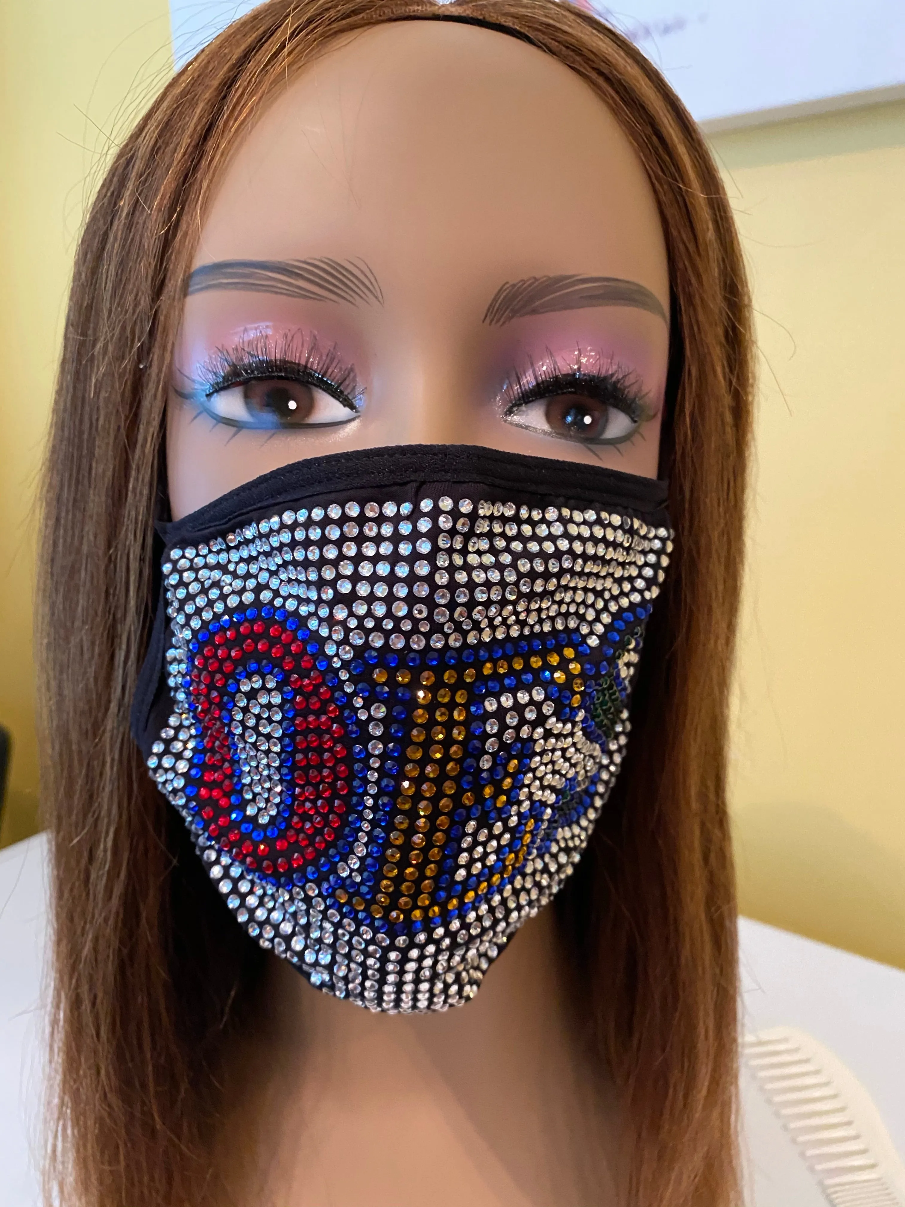 OES Eastern Star Rhinestone Bling Face Mask