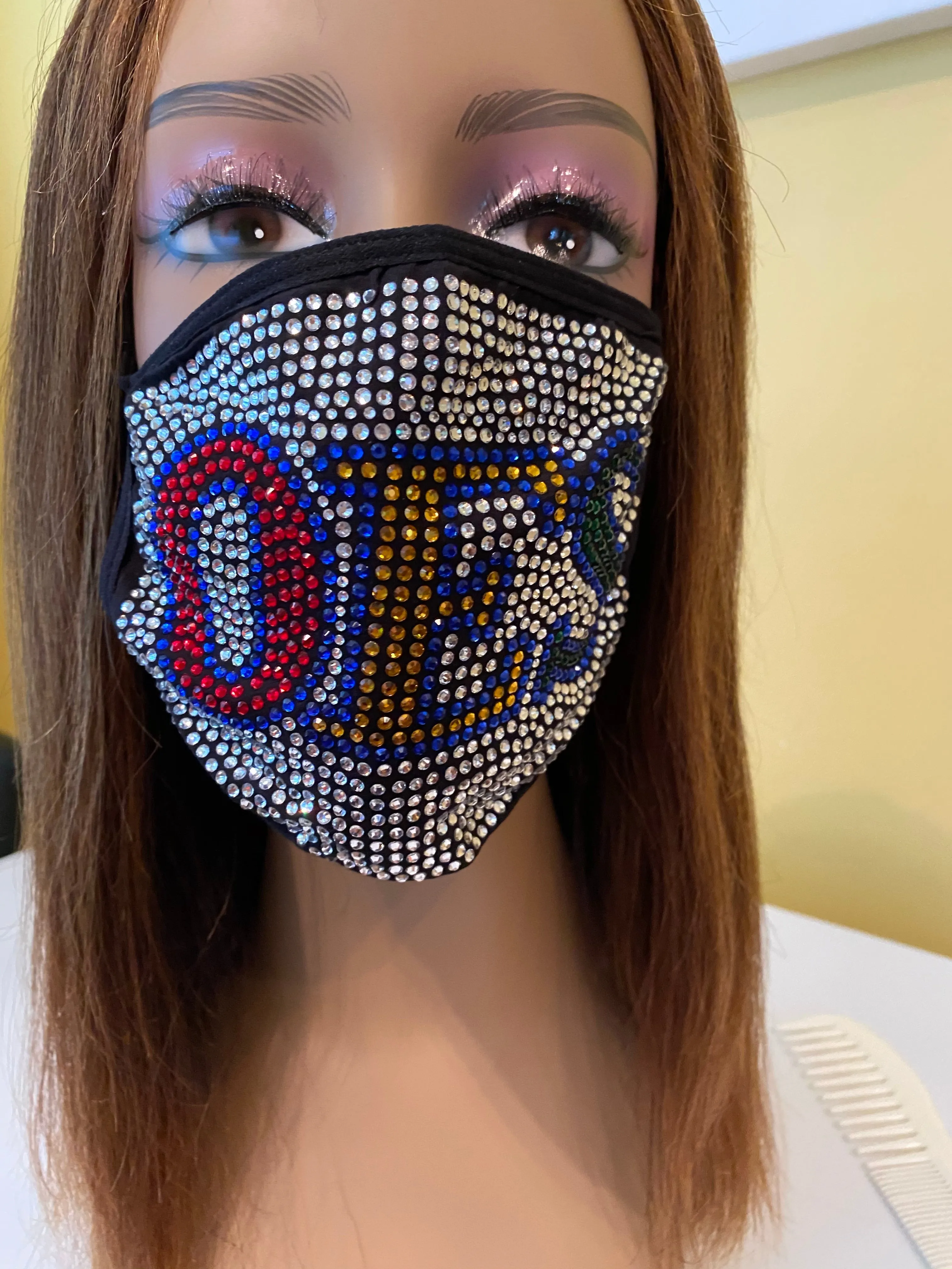 OES Eastern Star Rhinestone Bling Face Mask