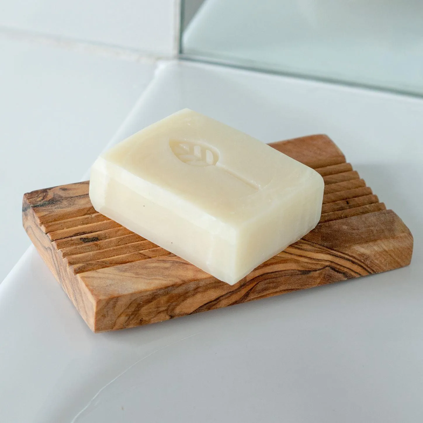 Olive Wood Soap Dish - Rectangular with Grooves