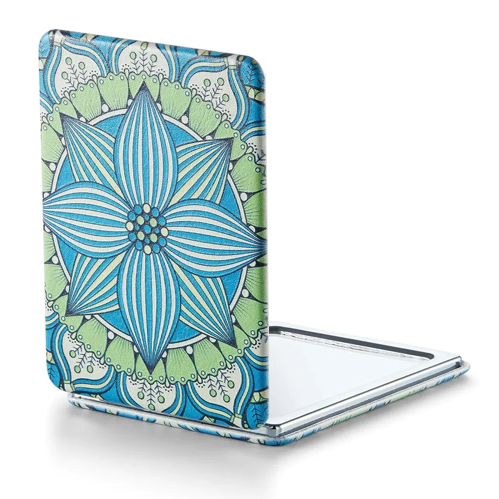 OMIRO 1X/3X Magnifying Mirror, Unique Painting Compact Mirror with Classical PU Leather (Sunflowers)
